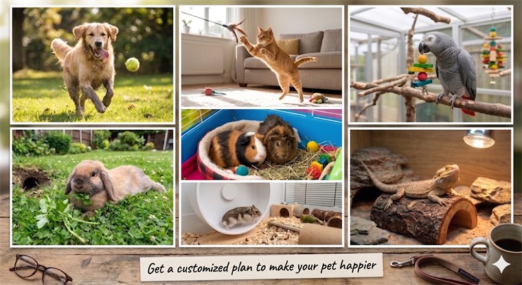 A welcoming collage of pets used for care planning surveys.